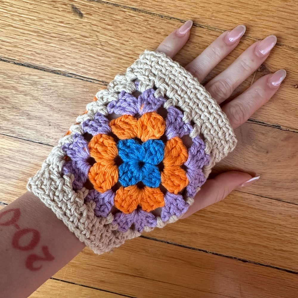 Colorful Crochet Fingerless Gloves - Picture 3 of 6